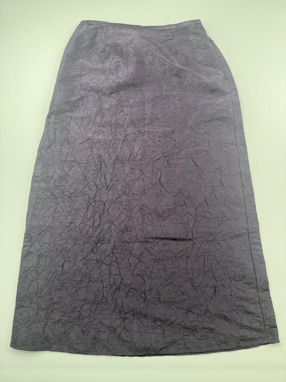Eileen Fisher Skirt Womens Medium Purple Crinkle A-Line Long Elastic Waist